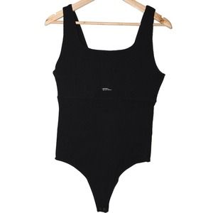 Abercrombie & Fitch Soft A&F Collection Black Ribbed Knit Cutout Bodysuit Size L